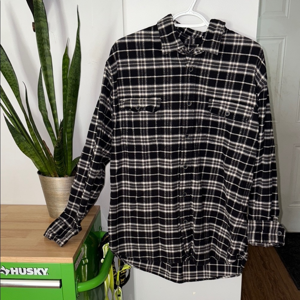 Black and White Plaid Men's Shirt